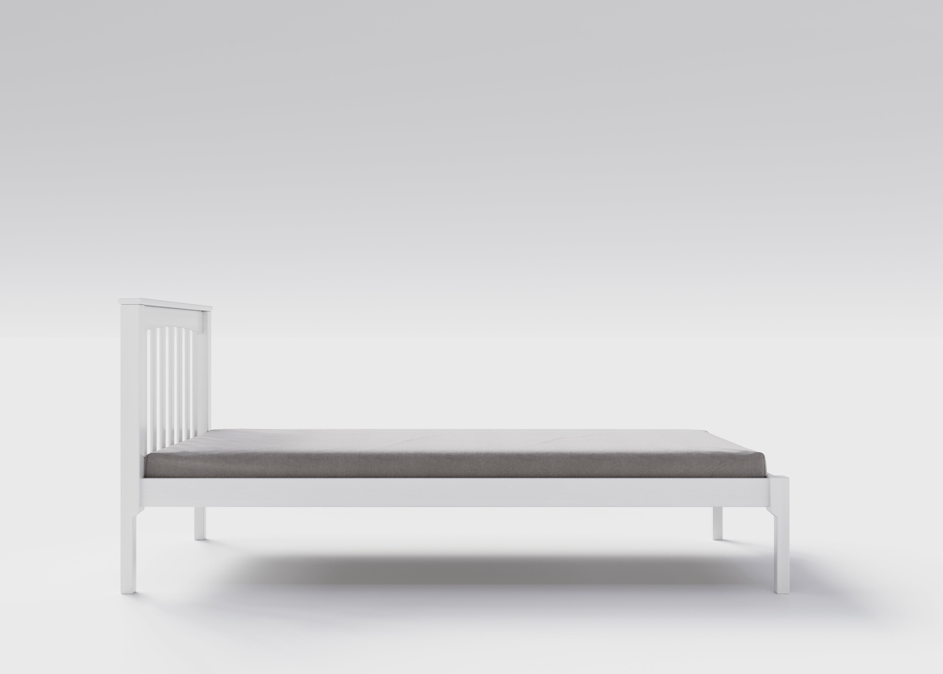 Weisses Jugendbett / Einzelbett aus massivem Buchenholz, 90x200 cm