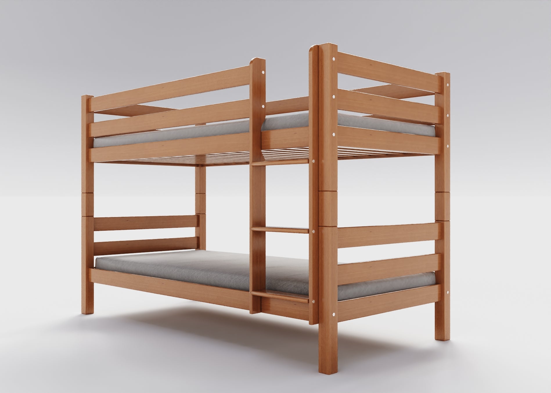 Etagenbett aus massivem Buchenholz für Kinder, 90x200 cm, natur
