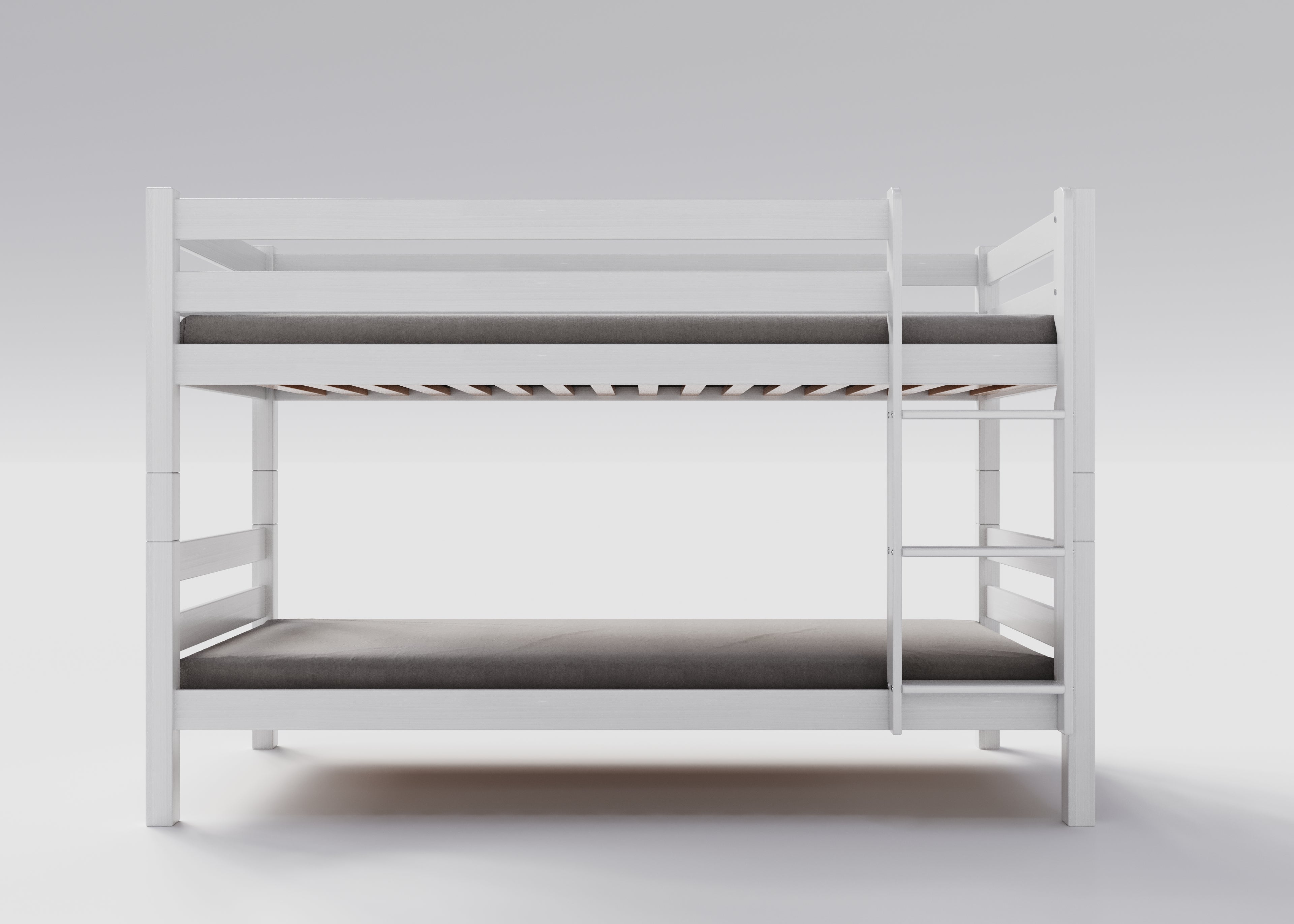 Weisses Etagenbett aus massivem Buchenholz für Kinder, 90x200 cm