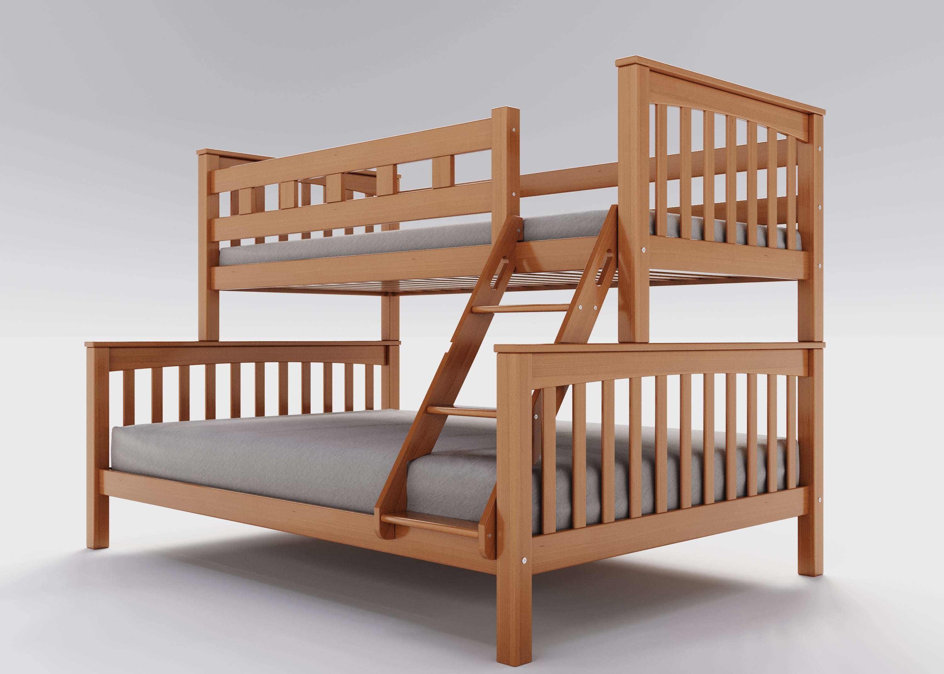 Etagenbett aus massivem Buchenholz für Kinder, 90x200 cm, 140x200 cm, natur