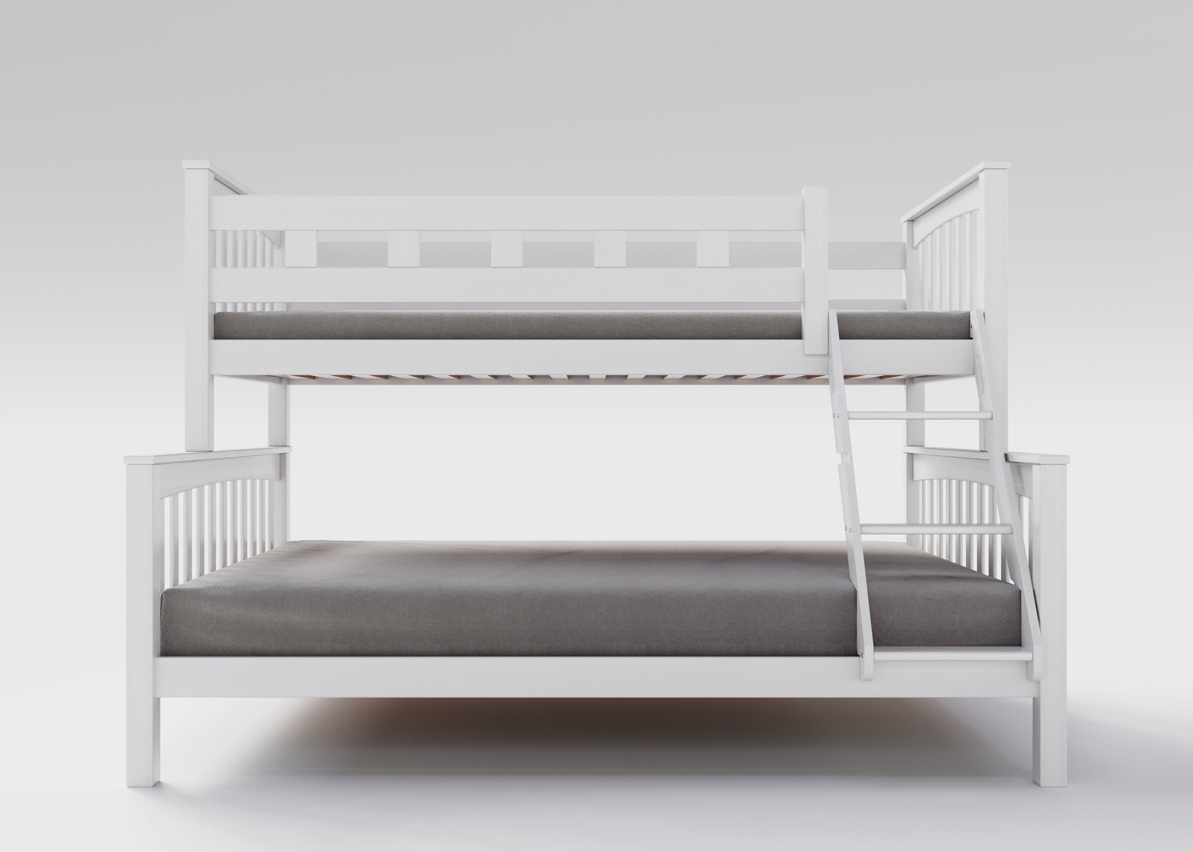Weisses Etagenbett aus massivem Buchenholz für Kinder, 90x200 cm, 140x200 cm