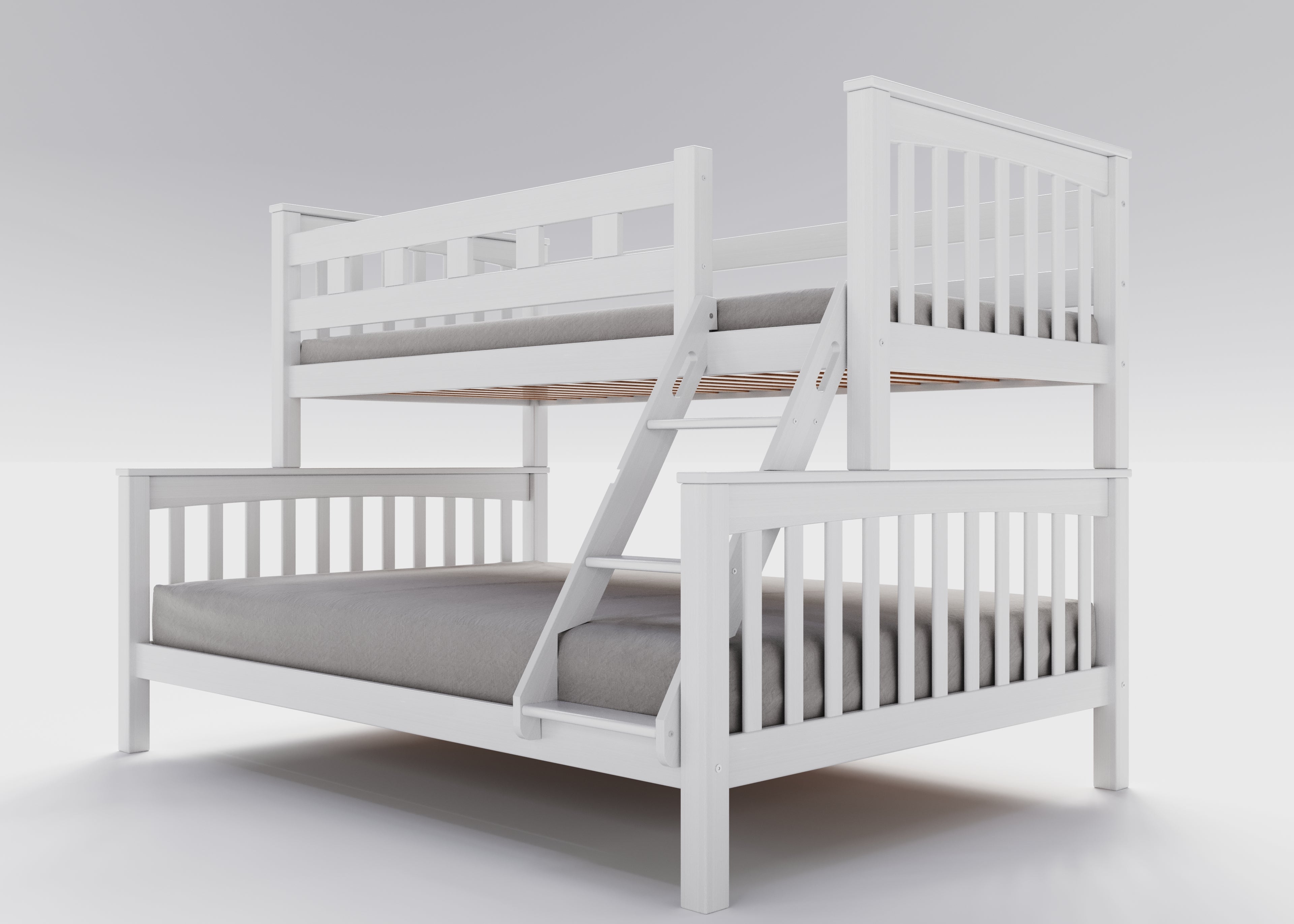 Weisses Etagenbett aus massivem Buchenholz für Kinder, 90x200 cm, 140x200 cm