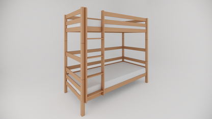 Etagenbett aus massivem Buchenholz für Kinder, 90x200 cm, natur