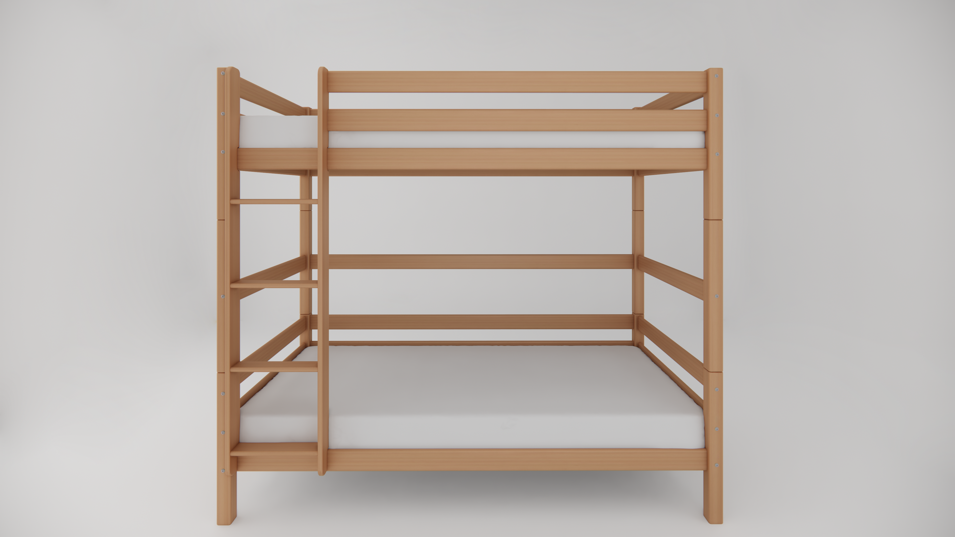 Etagenbett aus massivem Buchenholz für Kinder, 90x200 cm, natur