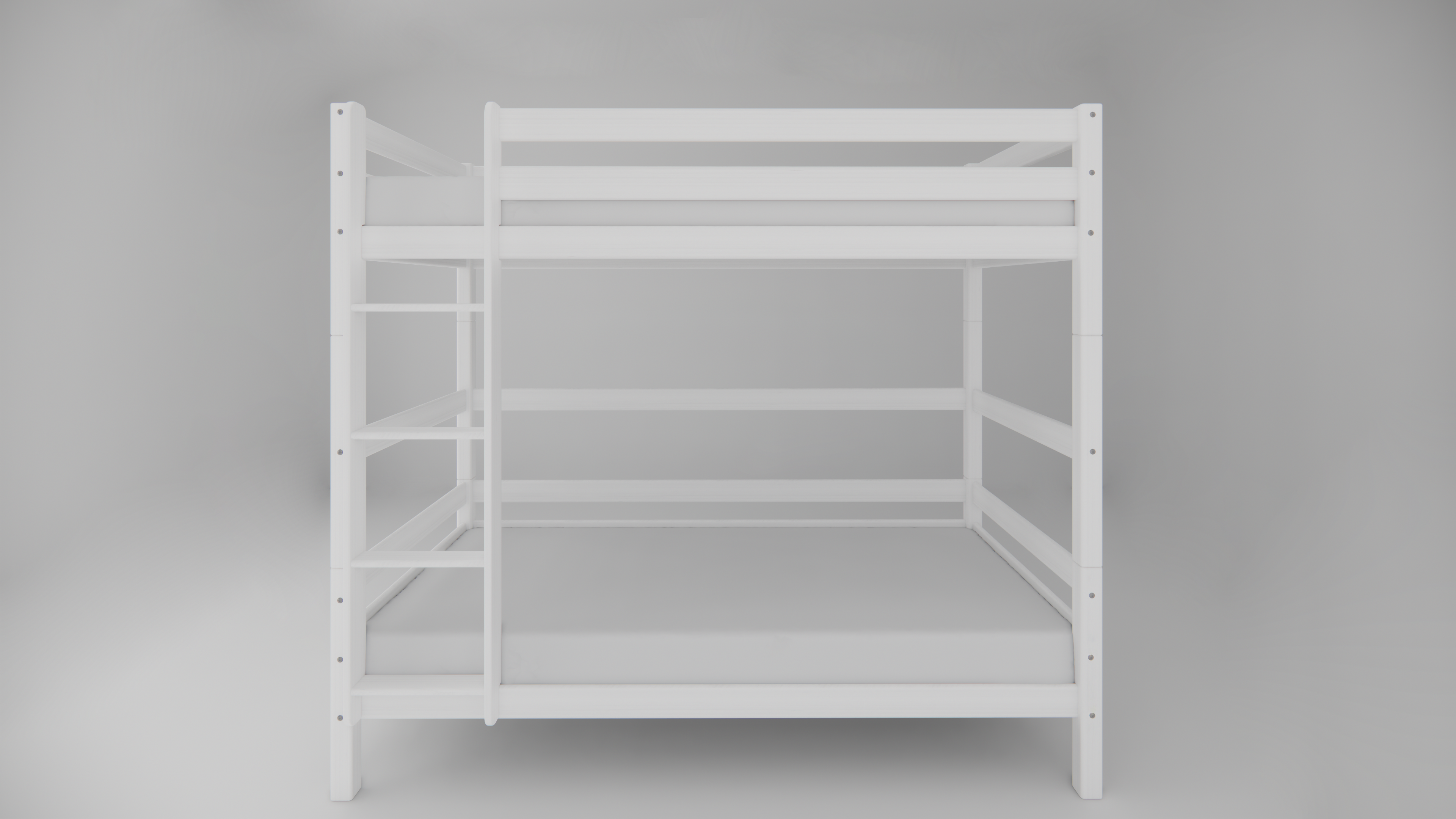 Weisses Etagenbett aus massivem Buchenholz für Kinder, 90x200 cm