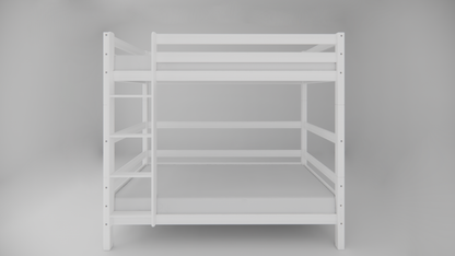 Weisses Etagenbett aus massivem Buchenholz für Kinder, 90x200 cm