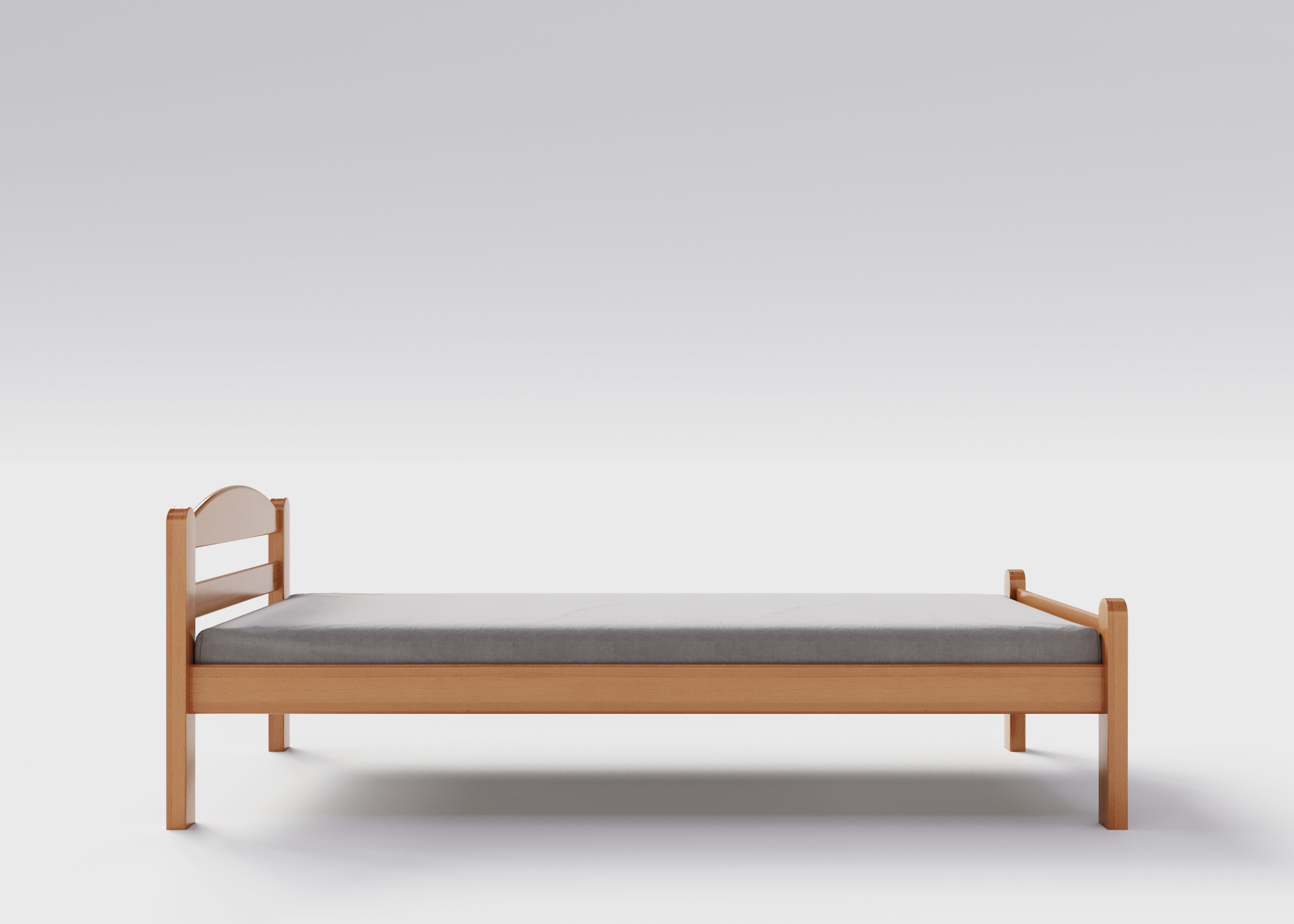 Jugendbett / Einzelbett aus massivem Buchenholz, 90x200 cm, natur