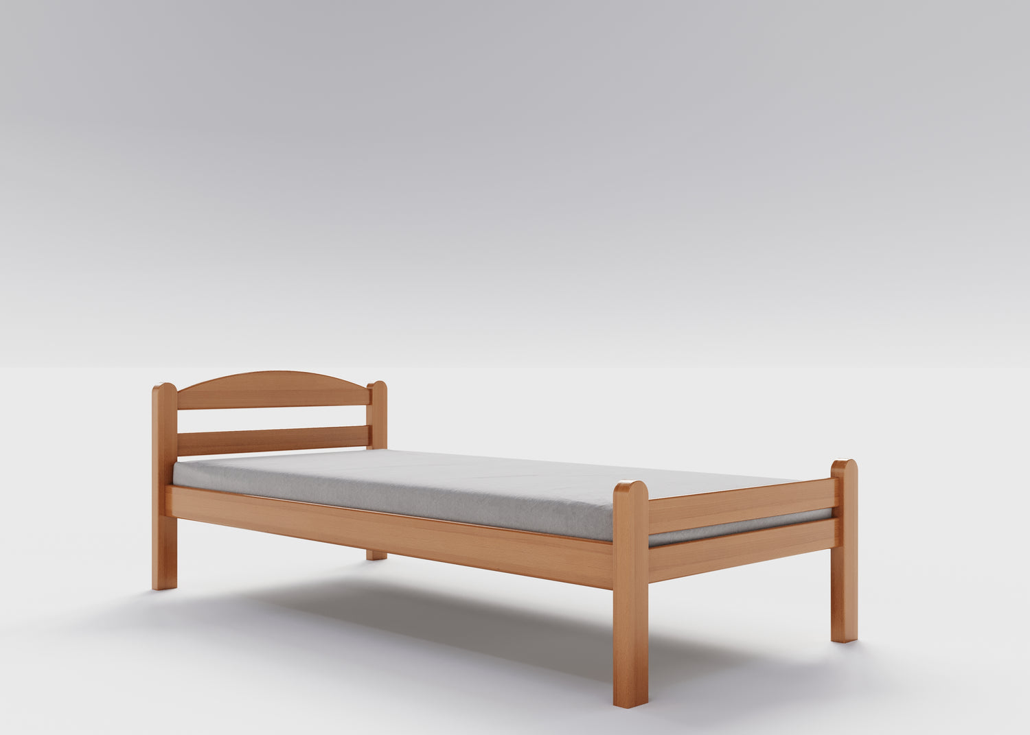 Jugendbett / Einzelbett aus massivem Buchenholz, 90x200 cm, natur