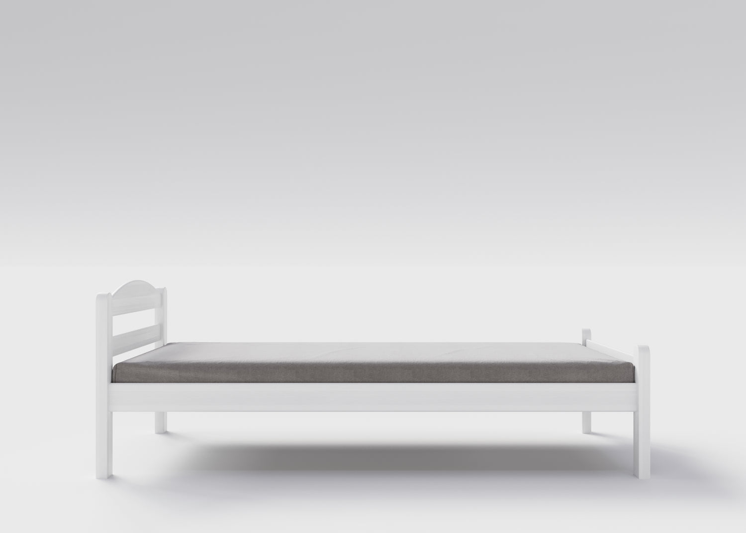 Weisses Jugendbett / Einzelbett aus massivem Buchenholz, 90x200 cm
