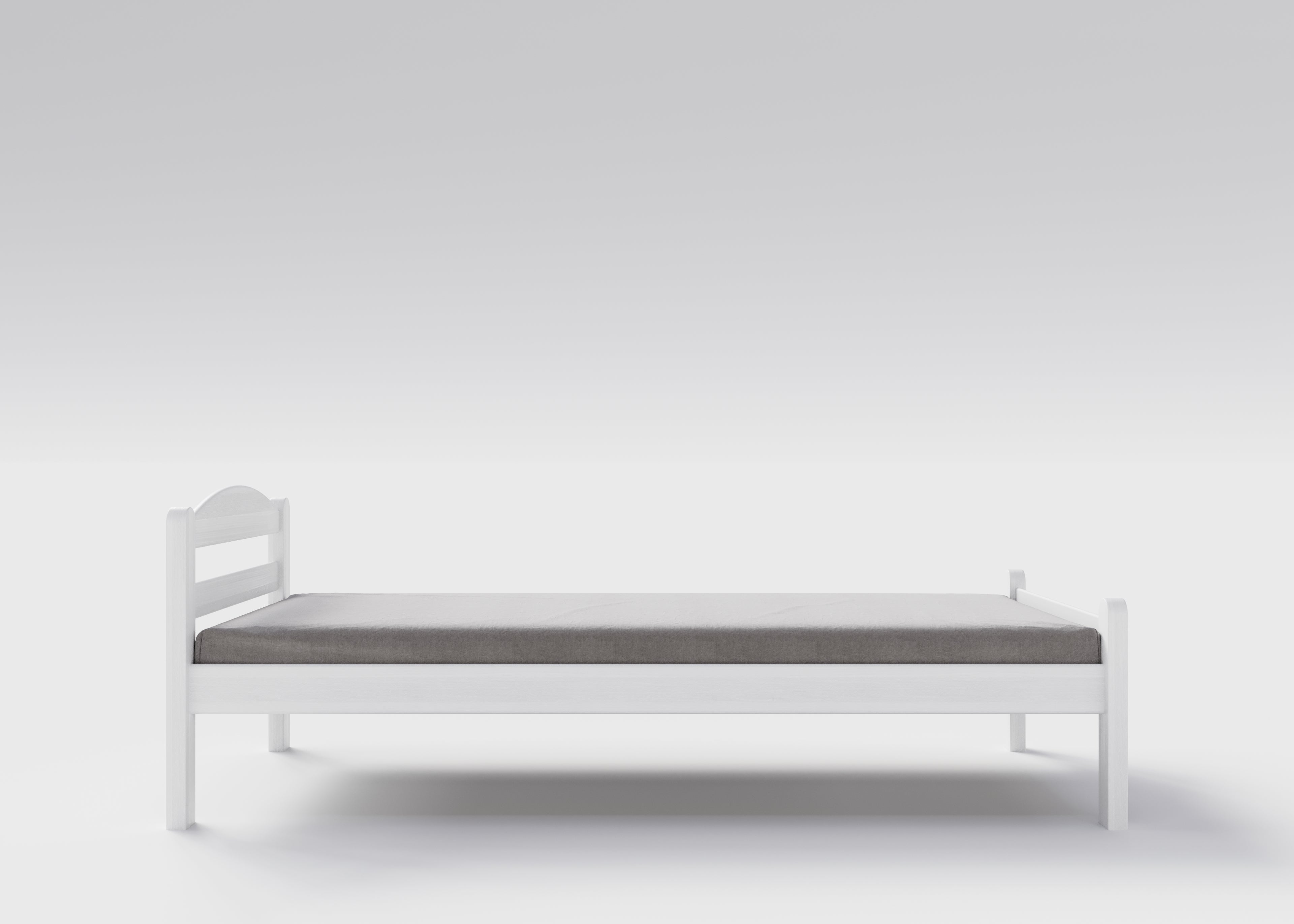 Weisses Jugendbett / Einzelbett aus massivem Buchenholz, 90x200 cm