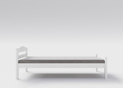Weisses Jugendbett / Einzelbett aus massivem Buchenholz, 90x200 cm