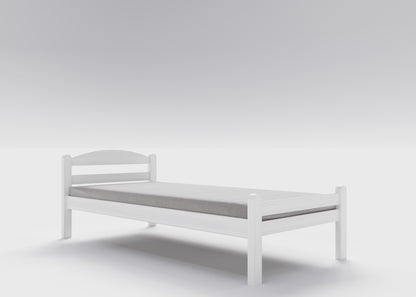 Weisses Jugendbett / Einzelbett aus massivem Buchenholz, 90x200 cm