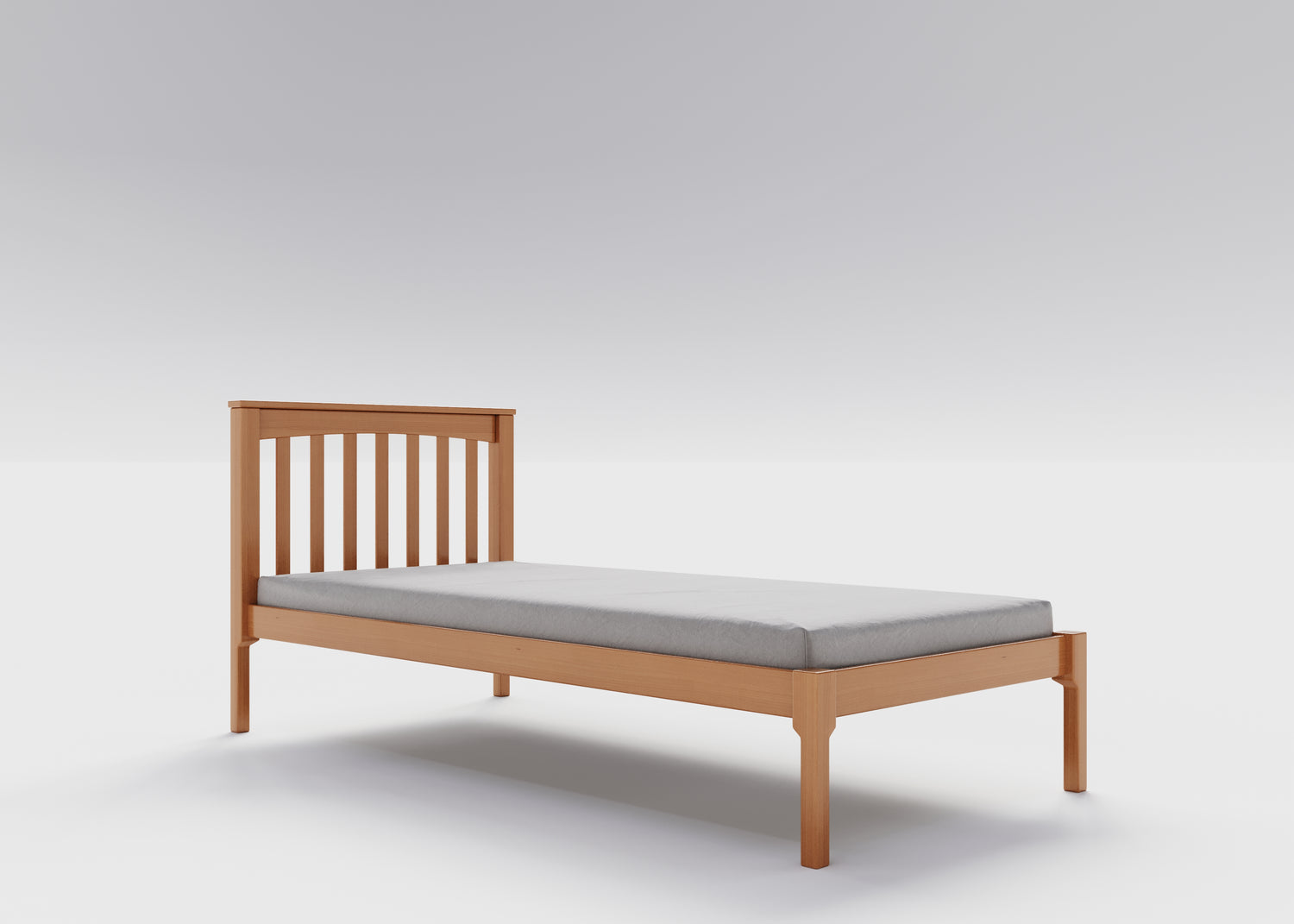 Jugendbett / Einzelbett aus massivem Buchenholz, 90x200 cm, natur