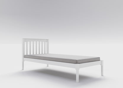 Weisses Jugendbett / Einzelbett aus massivem Buchenholz, 90x200 cm