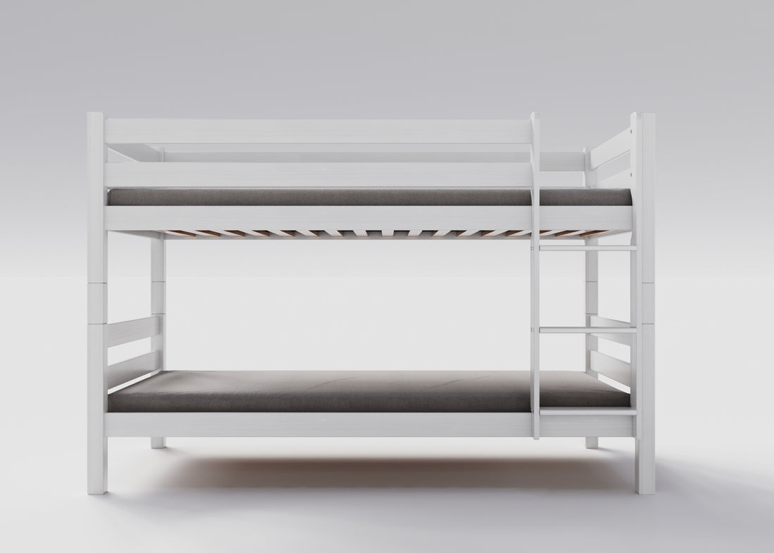 Weisses Etagenbett aus massivem Buchenholz für Kinder, 90x200 cm