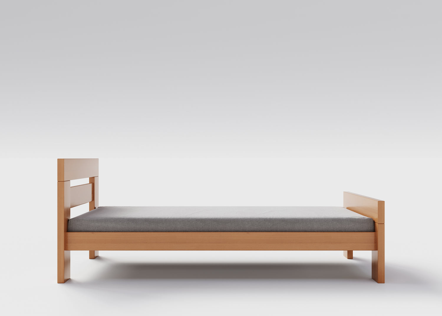 Jugendbett / Einzelbett aus massivem Buchenholz, 90x200 cm, natur