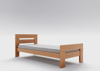 Jugendbett / Einzelbett aus massivem Buchenholz, 90x200 cm, natur