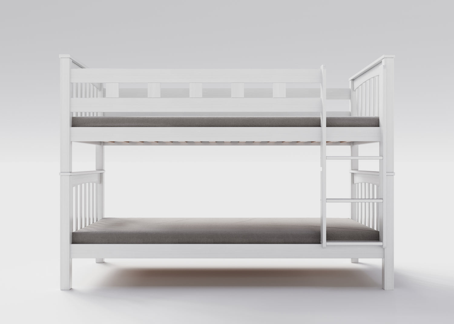 Weisses Etagenbett aus massivem Buchenholz für Kinder, 90x200 cm