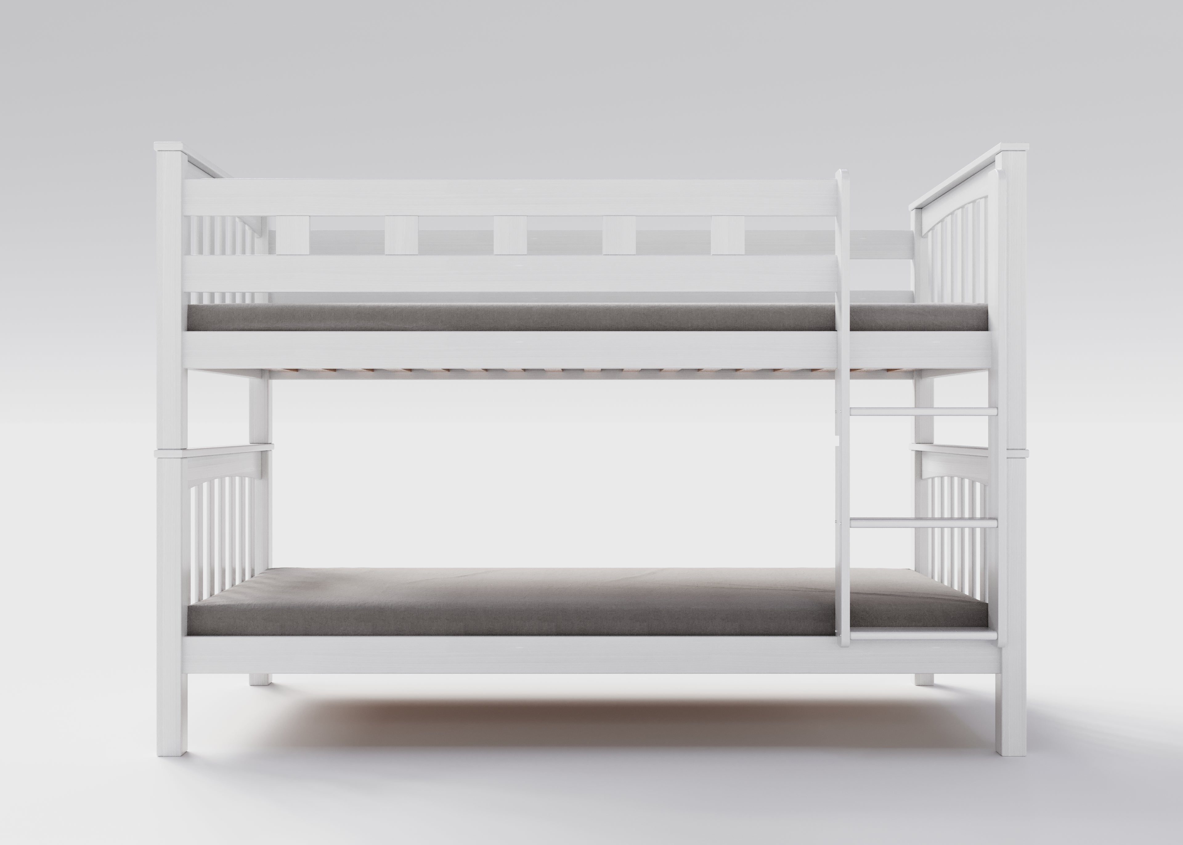 Weisses Etagenbett aus massivem Buchenholz für Kinder, 90x200 cm