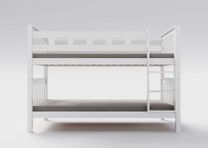 Weisses Etagenbett aus massivem Buchenholz für Kinder, 90x200 cm