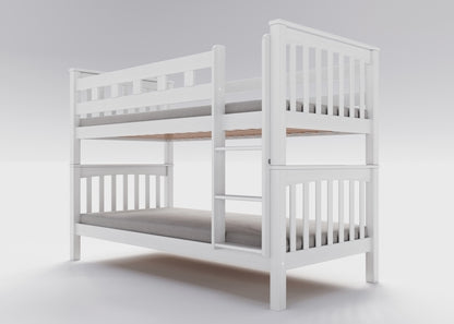 Weisses Etagenbett aus massivem Buchenholz für Kinder, 90x200 cm