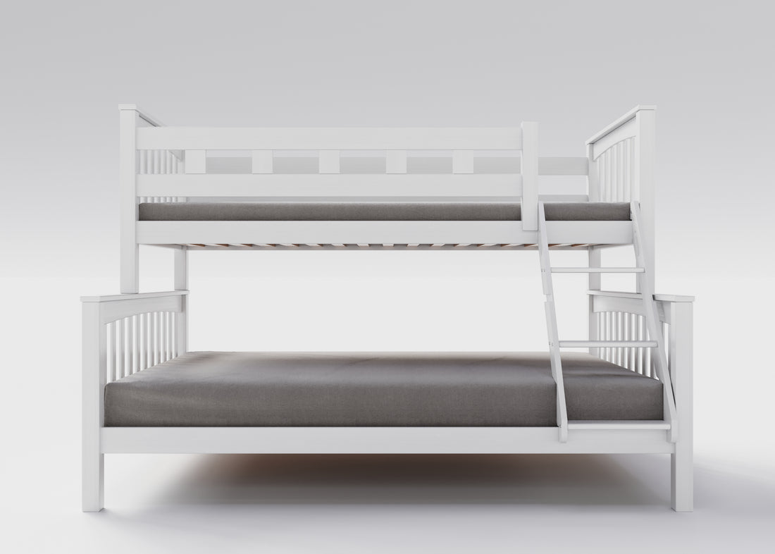 Weisses Etagenbett aus massivem Buchenholz für Kinder, 90x200 cm, 140x200 cm